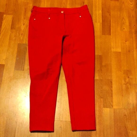 CHICO'S 0.5 So slimming red holiday pants size 6 small Christmas party love - Picture 1 of 11